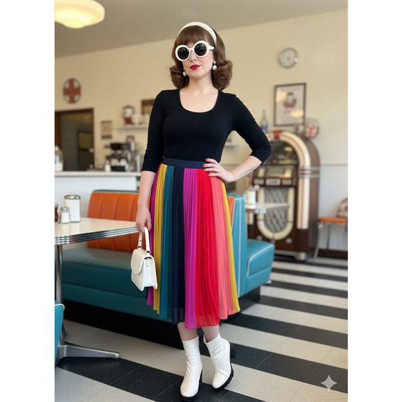 J.Crew Rainbow Pleated Midi Skirt - Picture 3 of 11